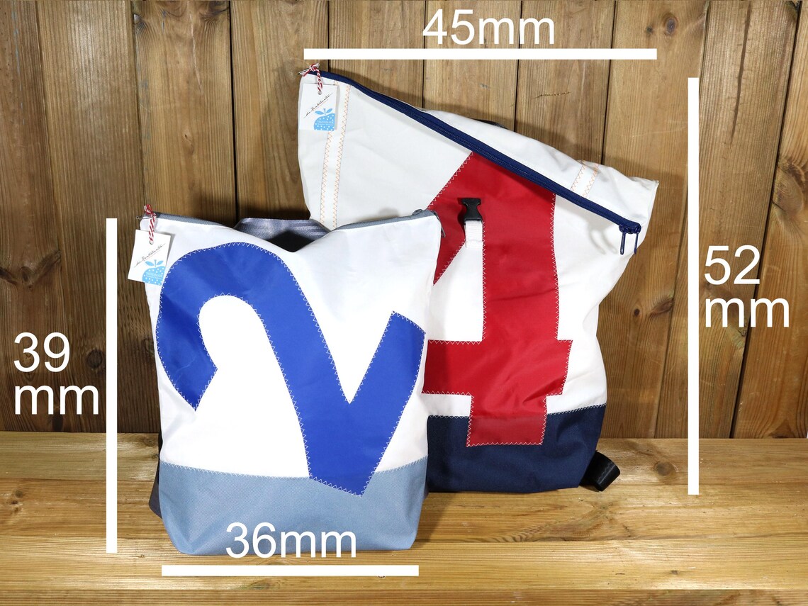 Personalisierbarer Rucksack klein aus gebrauchtem Segel/Persenning